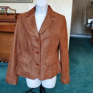 Apt. 9 Suede Leather Jacket  Blazer Coat Size Medium Brown cognac